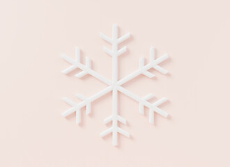 Snowflakes Christmas on pink pastel background, snow flake ice in winter season symbol gift holiday New year and Xmas decoration graphic design elements, 3D rendering illustration