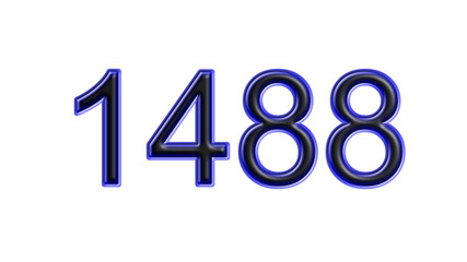 blue 1488 number 3d effect white background