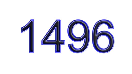 blue 1496 number 3d effect white background