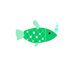 vector fish, cartoon and abstract style fish on white background, funny fish illustration for kids
