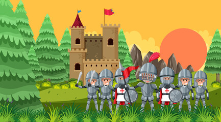 Knights protecting the castle