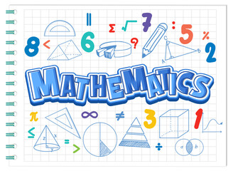Doodle math formula on notebook page - obrazy, fototapety, plakaty