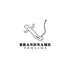cute bungee jumper cartoon logo icon design template black isolated vector illustration