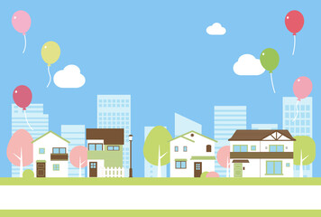 背景素材_ニュータウンの街並み