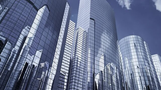 Modern Building Skyscraper City Business scene mix 3DCG background