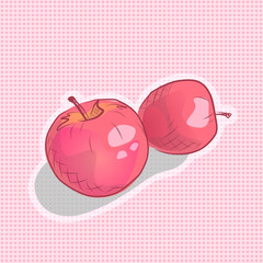 Vector illustration of ripe red apple. Hand drawn sketh.