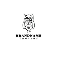 cute owl cartoon logo icon design template black vector illustration