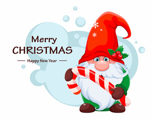 Cute dwarf in red hat cartoon character