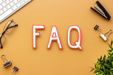 Business concept faq frequently asked questions with keyboard