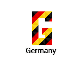 Creative Letter G with 3d germany colors concept. Good for print, t-shirt design, logo, etc. Vector illustration.