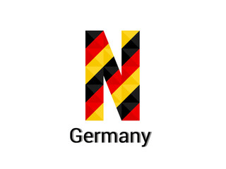 Creative Letter N with 3d germany colors concept. Good for print, t-shirt design, logo, etc. Vector illustration.