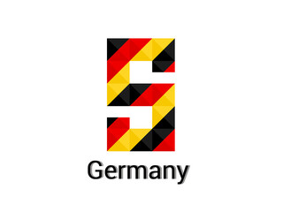 Creative Letter S with 3d germany colors concept. Good for print, t-shirt design, logo, etc. Vector illustration.