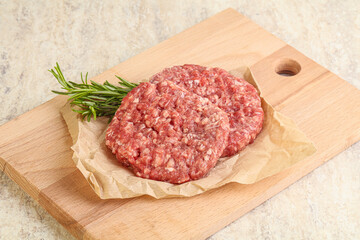 Raw beef burger cutlet for grill