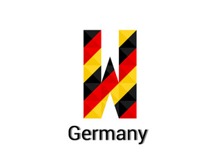 Creative Letter W with 3d germany colors concept. Good for print, t-shirt design, logo, etc. Vector illustration.