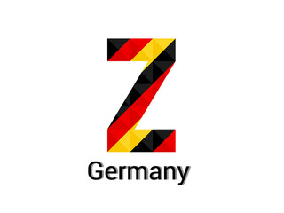 Creative Letter Z with 3d germany colors concept. Good for print, t-shirt design, logo, etc. Vector illustration.