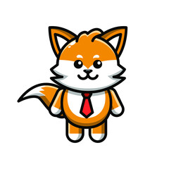 cute fox cartoon character icon illustration vector graphic