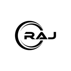 RAJ letter logo design with white background in illustrator, vector logo modern alphabet font overlap style. calligraphy designs for logo, Poster, Invitation, etc. - obrazy, fototapety, plakaty
