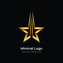 Gold star logo template. Vector illustration