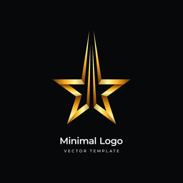 Gold Star Logo Template. Vector Illustration