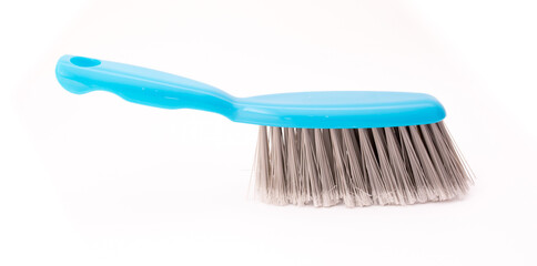 Scoop and brush blue cleaning kit isolated on white background