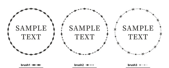 円形、丸型のフレーム、ラベル、背景素材のイラストセット　黒色バージョン