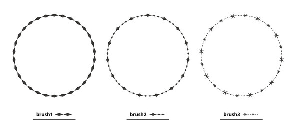 円形、丸型のフレーム、ラベル、背景素材のイラストセット　黒色バージョン