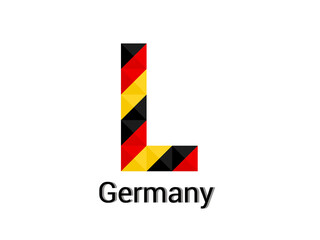 Creative Letter L with 3d germany colors concept. Good for print, t-shirt design, logo, etc. Vector illustration.