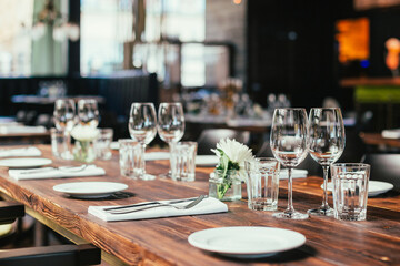 table setting at restaurant