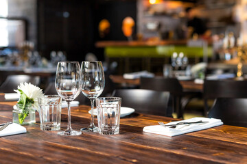 table setting at restaurant