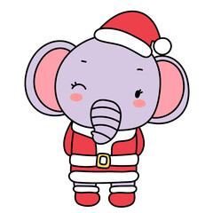 Santa elephant illustration
