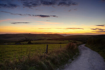 Fototapeta na wymiar sunset over Southdowns in sussex