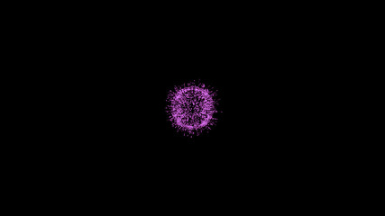 Fototapeta premium black minimalistic background with bright pink ball in the center. magenta light sphere. 3d rendering