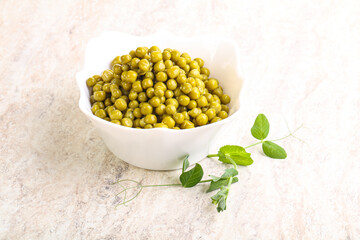 Marinated Green peas in the bowl
