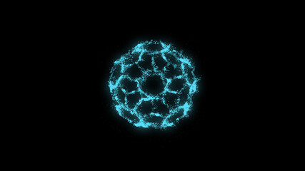 blue glowing particle on a black background. futuristic abstract background. 3d rendering