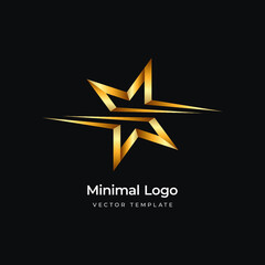 Gold star logo template. Vector illustration