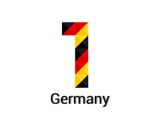 Creative Number 1 with 3d germany colors concept. Good for print, t-shirt design, logo, etc. Vector illustration.