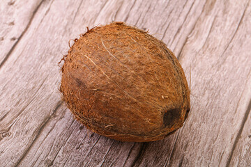 Tropical brown coconut over background