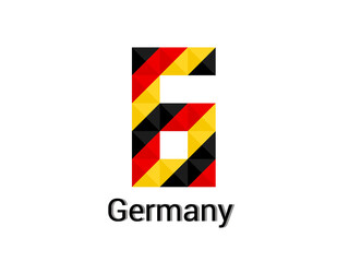 Creative Number 6 with 3d germany colors concept. Good for print, t-shirt design, logo, etc. Vector illustration.
