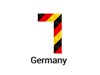 Creative Number 7 with 3d germany colors concept. Good for print, t-shirt design, logo, etc. Vector illustration.