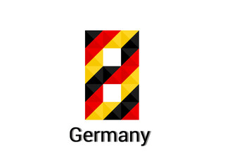 Creative Number 8 with 3d germany colors concept. Good for print, t-shirt design, logo, etc. Vector illustration.