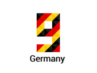 Creative Number 9 with 3d germany colors concept. Good for print, t-shirt design, logo, etc. Vector illustration.