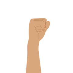 Hand of a human with a clenched fist isolated on a white background. Human hand with a fist.