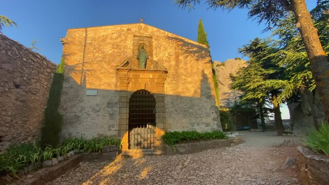 Portal of the Notre-Dame-de-Victoire chapel of the Sainte-Victoire Priory in Provence, France