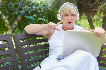Freelance woman with video chat on laptop PC
