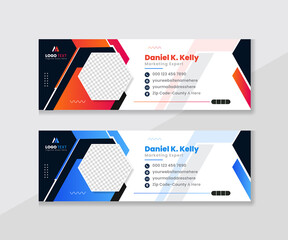 Modern creative business email signature template with minimal and clean style 
Corporate Email signature template and personal social media cover templates or email footer with an author photo place 
