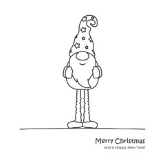 cute christmas dwarf cartoon for coloring book