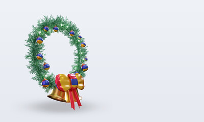 3d christmas wreath Armenia flag rendering left view