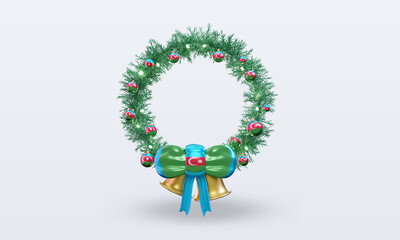 3d christmas wreath Azerbaijan flag rendering front view