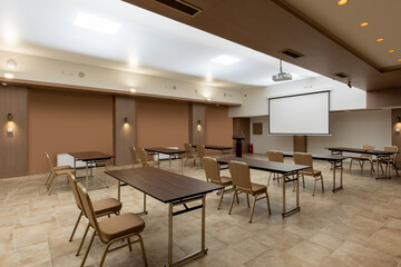Interior of an empty hotel meeting room