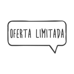 Banner con texto manuscrito Oferta Limitada con silueta de burbuja de habla con lineas en color gris